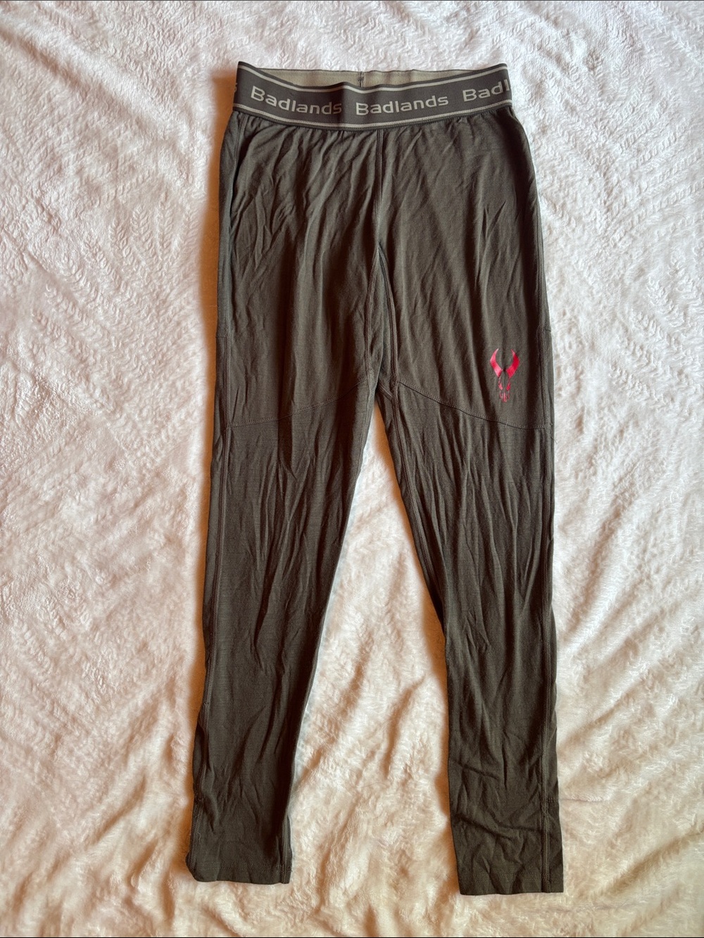 Badlands Women's Olive Performance Leggings with Pink Logo